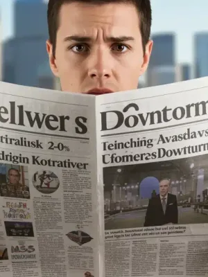 Worried Australian consumer reading news about economic decline