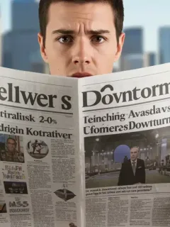 Worried Australian consumer reading news about economic decline