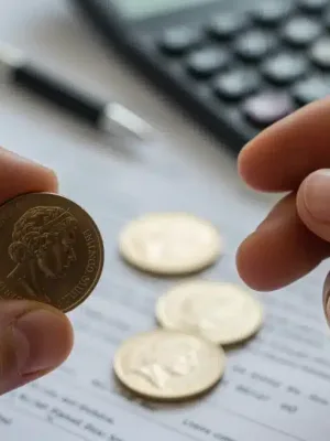 Australian dollar coin on financial documents representing Federal Budget 2026 implications.