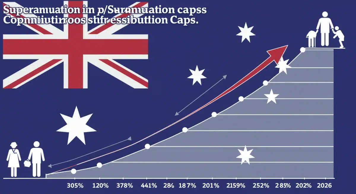 Infographic showing the historical and projected increases in Australian superannuation caps.