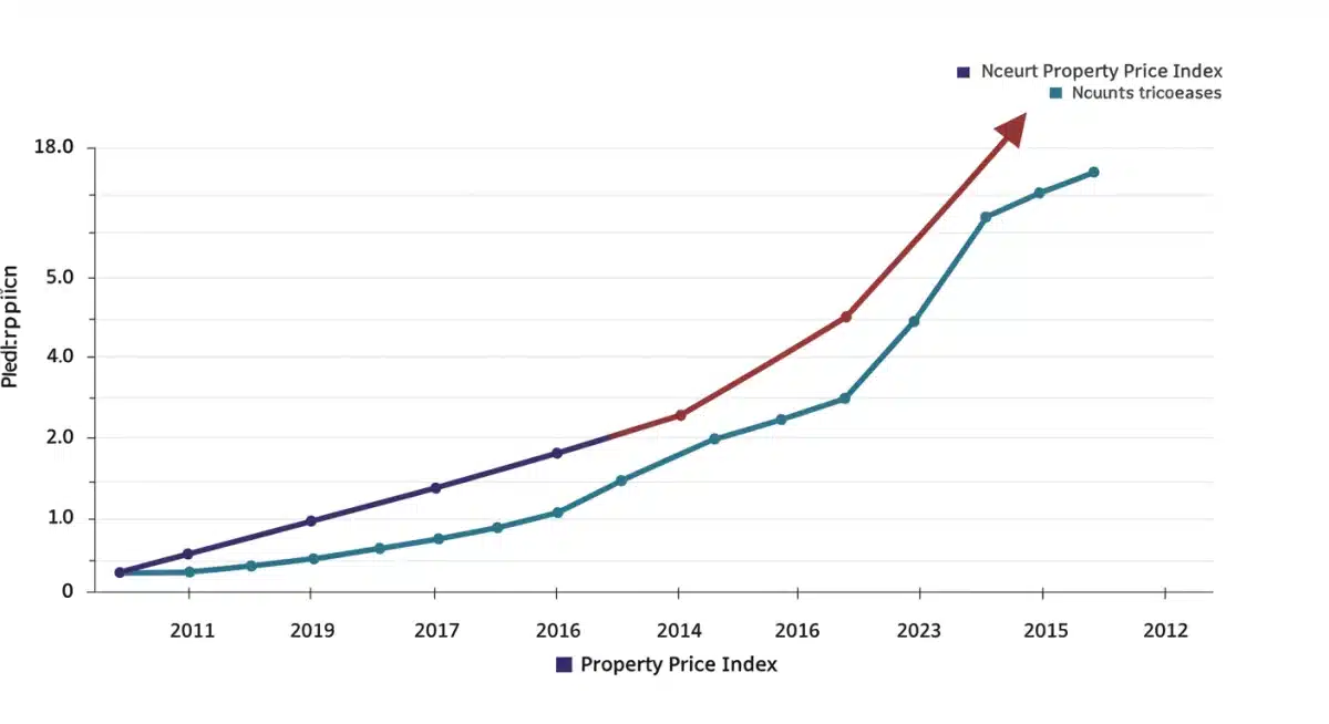 Graph illustrating the upward trajectory of Australian property prices.